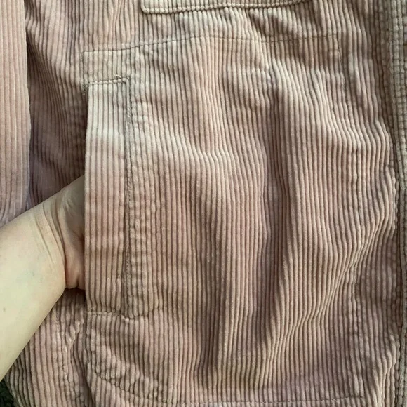 Madewell Pink Ribbed Soft Corduroy Yorkway Oversized Shirt-Jacket Shacket Sz S - Picture 3 of 12